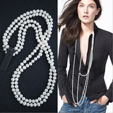 欧美外贸大牌天然淡水珍珠长款时尚流行毛衣项链批发包邮