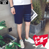 夏季新品韩版修身五分裤男短裤条纹休闲5分学生运动裤男青年中裤