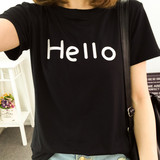 夏天女装韩国短袖T恤女宽松百搭简约字母大码半袖上衣服韩范学生