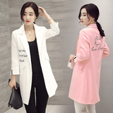 白色休闲外套女2016春季韩版新款时尚中长款春装学生薄款小西装潮
