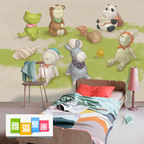 素描手绘动物墙纸 儿童房卧室床头背景 环保卡通男孩女孩大型壁画
