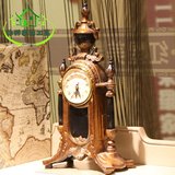 欧式复古怀旧美式创意新品座钟台钟  仿古树脂装饰品客厅床头摆件