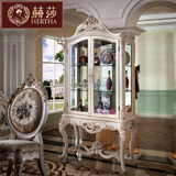 赫莎宫廷法式家具ON白色古典欧式实木酒柜家用陈列柜Y7高端餐边柜