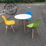 宜家新款组装伊姆斯设计师椅休闲洽谈椅餐椅简约实木塑料椅创意椅