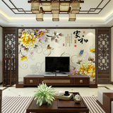 欧素 中式简约牡丹花卉壁画 中国风客厅沙发卧室电视背景墙壁纸