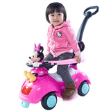 迪士尼儿童滑行车宝宝学步车婴儿助步车带推杆护栏脚踏手推车四轮