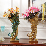 创意中式客厅树脂孔雀花瓶装饰品摆件高档婚庆酒柜玄关工艺品摆设