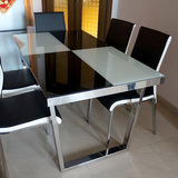 小户型餐桌 现代简约不锈钢餐台 钢化玻璃 餐桌椅餐台 镜面 特价