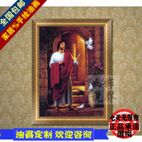 客厅玄关竖画手绘欧式古典天主宗教人物风景油画（耶稣与和平鸽）