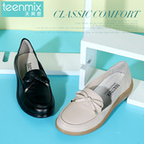 Teenmix/天美意春季女鞋专柜同款平底牛皮纯色女单鞋6DQ57AM5