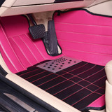 专车专用汽车脚垫全包围环保超纤皮革可爱女玫红色个性按车型定制