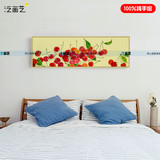 红色樱桃花卉果实原创现代简约墙画中式手绘油画卧室床头装饰画