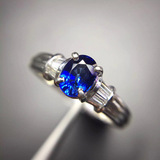 缘来很美 天然斯里兰卡pt900铂金镶嵌 天然蓝宝石戒指