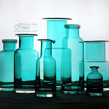 清冽。美式乡村纯净蓝色台面玻璃花瓶器皿创意水培植物瓶客厅摆件
