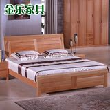 全实木床榉木床1.8米双人床中式实木床1.5气压储物床单人床-068
