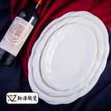 酒店陶瓷餐具盘子纯白色中式家用椭圆形圣火鱼盘炒菜盘碗碟子汤盘
