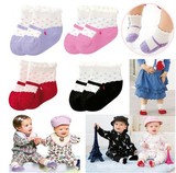 新生儿 宝宝冬季0-1岁棉康贝松口袜子防滑袜 婴儿地板袜假鞋袜