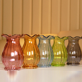 欧式透明落地大号彩色玻璃富贵竹花瓶水培工艺品客厅装饰插花器