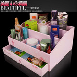 716欧式田园韩国公主化妆盒木质化妆品收纳盒梳妆桌面整理盒大号