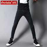 Gurbaks夏季韩版休闲小脚裤男黑色牛仔裤修身显瘦潮流男裤子GN350