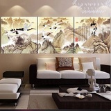 新中式客厅沙发背景墙装饰壁画水墨山水风景办公室无框挂画山水情