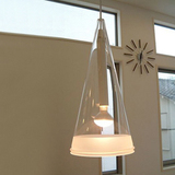 现代时尚锥形玻璃吊灯创意透明玻璃餐桌吊灯风铃餐吊灯客厅书房灯