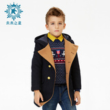 未来之星2015新款韩版男童呢大衣冬季儿童毛呢子中长款夹棉外套