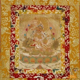 尼泊尔矿物质天然颜料手绘财宝天王佛像唐卡 财宝天王金卡 小号