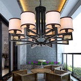 新中式吊灯 仿古酒店茶楼客厅工程灯具复古布艺灯罩艺术餐厅吊灯