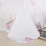 高密度加厚纯棉床单单件全棉被单浅色白色素色红梅花单人双人加大