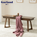 加兰纯实木长凳日式橡木黑胡桃木色长条凳现代简约创意餐凳床尾凳