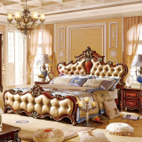 美式床2米2.2米高档木床欧式真皮实木大床家具床三人床双人床加宽