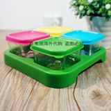 现货 美国代购green sprouts小绿芽彩色玻璃辅食盒4个装拆单 60ml