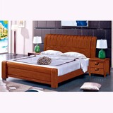 全实木双人床简约现代中式加厚1.8米1.5米橡木床卧室家具婚床特价
