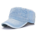 浅蓝色深春夏季韩版新款牛仔帽子 女士可装饰平顶帽男士遮阳军帽