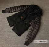 2015冬季新品女装品牌外贸原单真羊羔毛领短款羽绒服大码