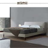 壹品良居北欧现代简约布艺床双人床实木宜家软包床定制定做Y91