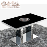 韩式不锈钢火锅桌批发可定制火锅钢化玻璃桌子组合长桌烤涮一体桌