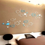 3D立体创意泡泡鱼水晶亚克力小鱼墙贴电视背景墙幼儿园卧室儿童房