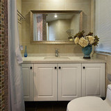 现代简约浴室柜组合橡木实木大理石台面台盆卫浴柜组合吊柜镜柜