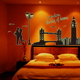 墙贴纸墙纸贴画小情侣温馨卧室客厅床头背景墙装饰夜光贴伦敦钟楼
