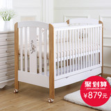 AUSTTBABY 婴儿床实木 宝宝多功能游戏床欧式松木儿童床带抽屉