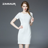 ZIMMUR2016夏季新款女装圆领短袖时尚气质修身显瘦包臀连衣裙
