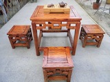 原生态方几仿古实木茶桌中式简约现代小茶几凳子组合榆木阳台木质