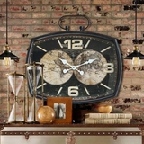 创意个性铁艺挂钟 欧式复古金属钟表带防尘玻璃层 客厅书房卧室