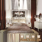 梵赫 4bs176 上海 新古典 实木 雕花 布艺 床 样板间 白色 双人床