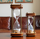 软装家居饰品欧式复古木质铜色计时沙漏创意礼品计时器摆件包邮