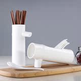 沥水筷子笼筷子篓创意厨房置物架多功能收纳筷子筒陶瓷筷架子勺笼