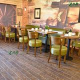 简约现代甜品奶茶店桌椅 咖啡厅餐桌椅组合  橡木实木餐椅圆椅子
