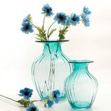 欧式新古典玻璃花瓶 现代时尚花器 浮雕花瓶餐桌花插摆件